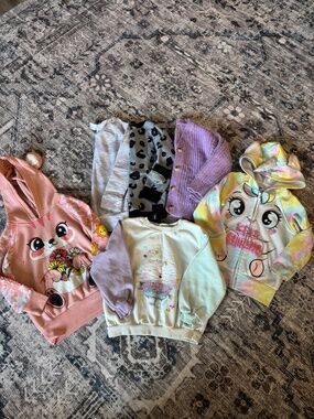 5t Mixed, Girls clothing lot, Cardigans, Hoodie, Zi[p up Sweater, Gabby, Cakey,